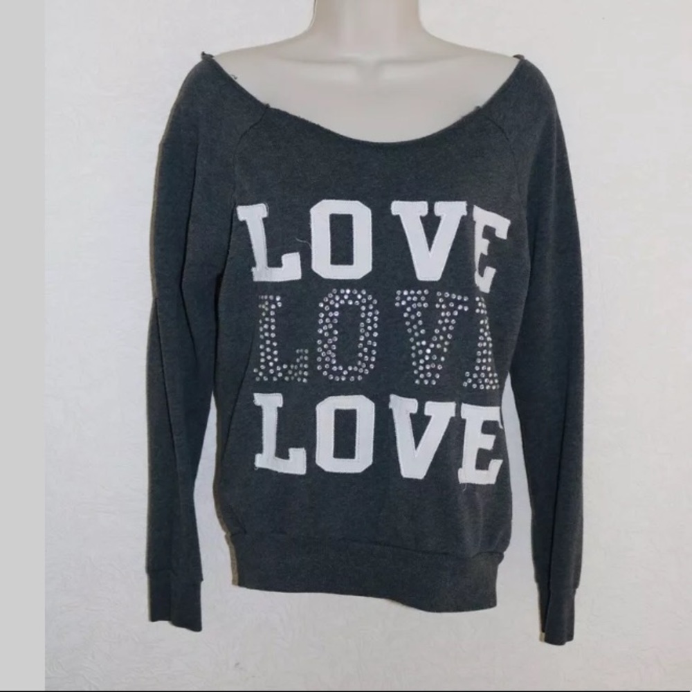 Love Off Shoulder Casual Lounge Shirt S Grey